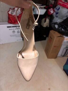 Classic Nude Pointed-Toe Ankle Strap Pump